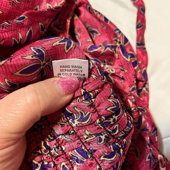 NEW Silk Summer Dress Maxi Gorgeous Full Skirt Pink Purple Floral NEW - Picture 11 of 13